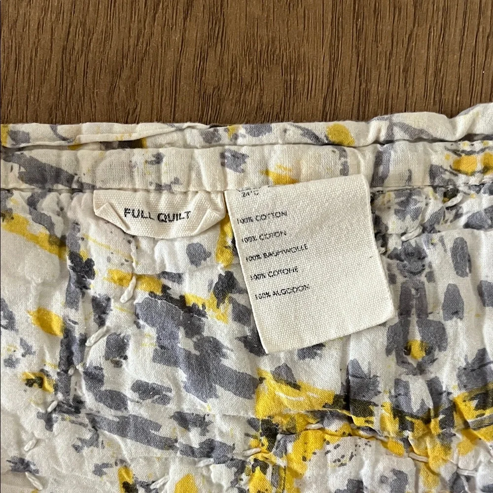 Anthropologie Gray and Yellow Quilted Bedding - Picture 2 of 4